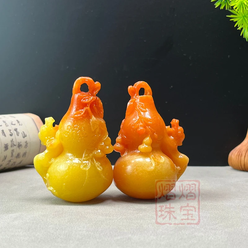 Imitation Shoushan Stone Fortune Gourd Ornament for Home Decoration: Suitable for small tables, living rooms, entryways, and win