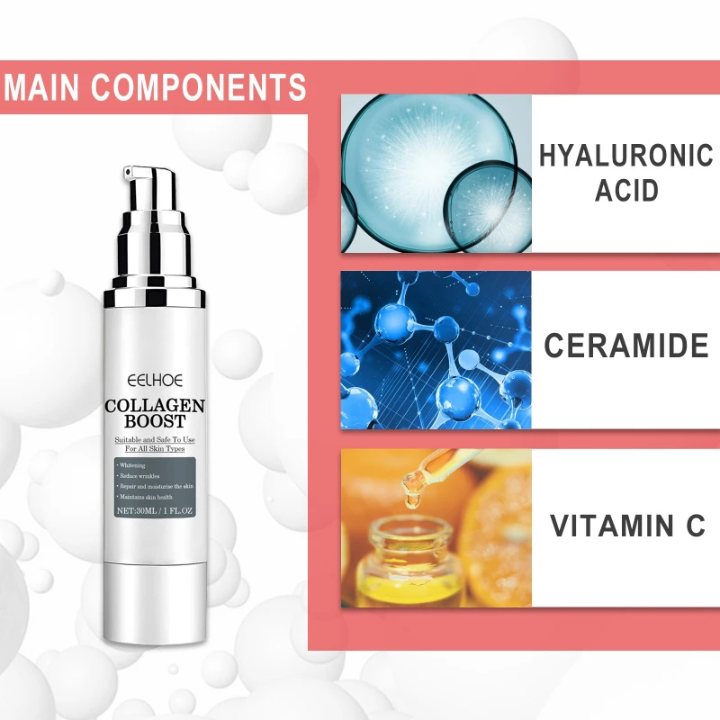 Sérum éclaircissant au collagène avancé pour le visage, soin hydratant, estompe les ridules, lifting