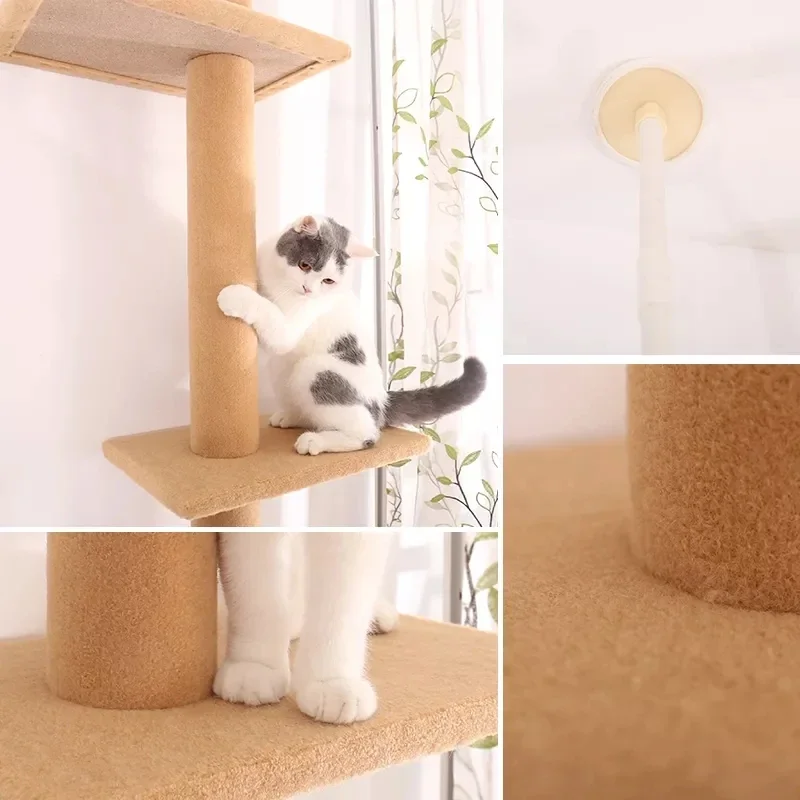 Shipping Large Cat Activity Tree Floor-To-Ceiling Cat Climbing Tree