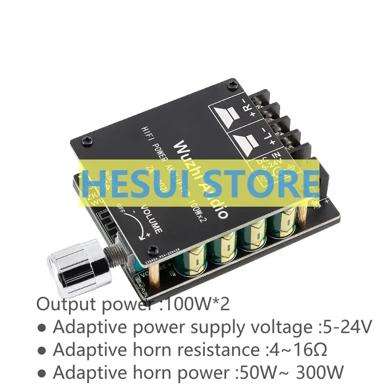 Mini Version 2.0 Stereo Bluetooth 5.0 Digital Power Amplifier Board Module 100W*2 Volume switch ZK-1002L