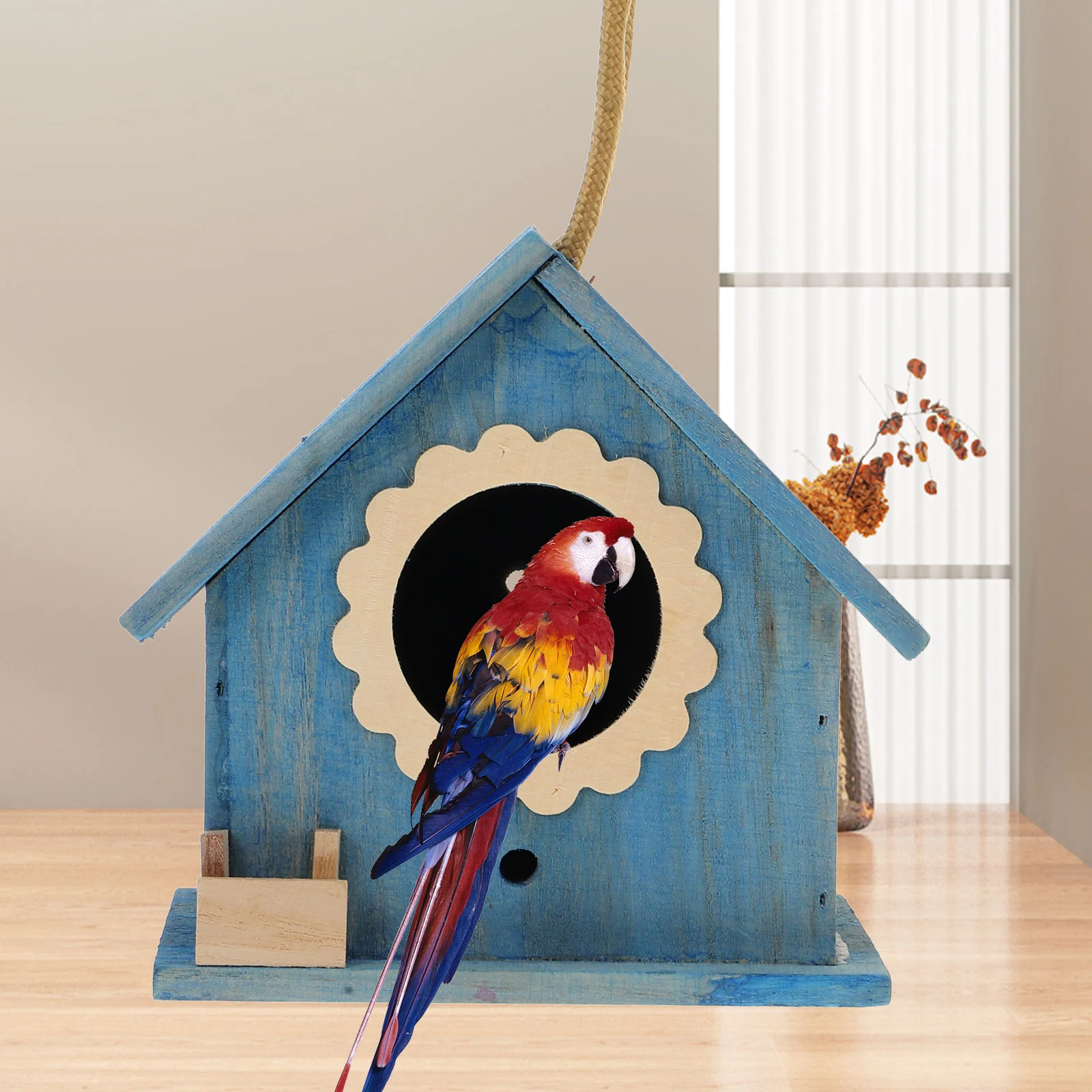 Wooden Bird House Nest Feeder Feeders for Outdoors Decorative Birdhouses outside The Bird's Hanging