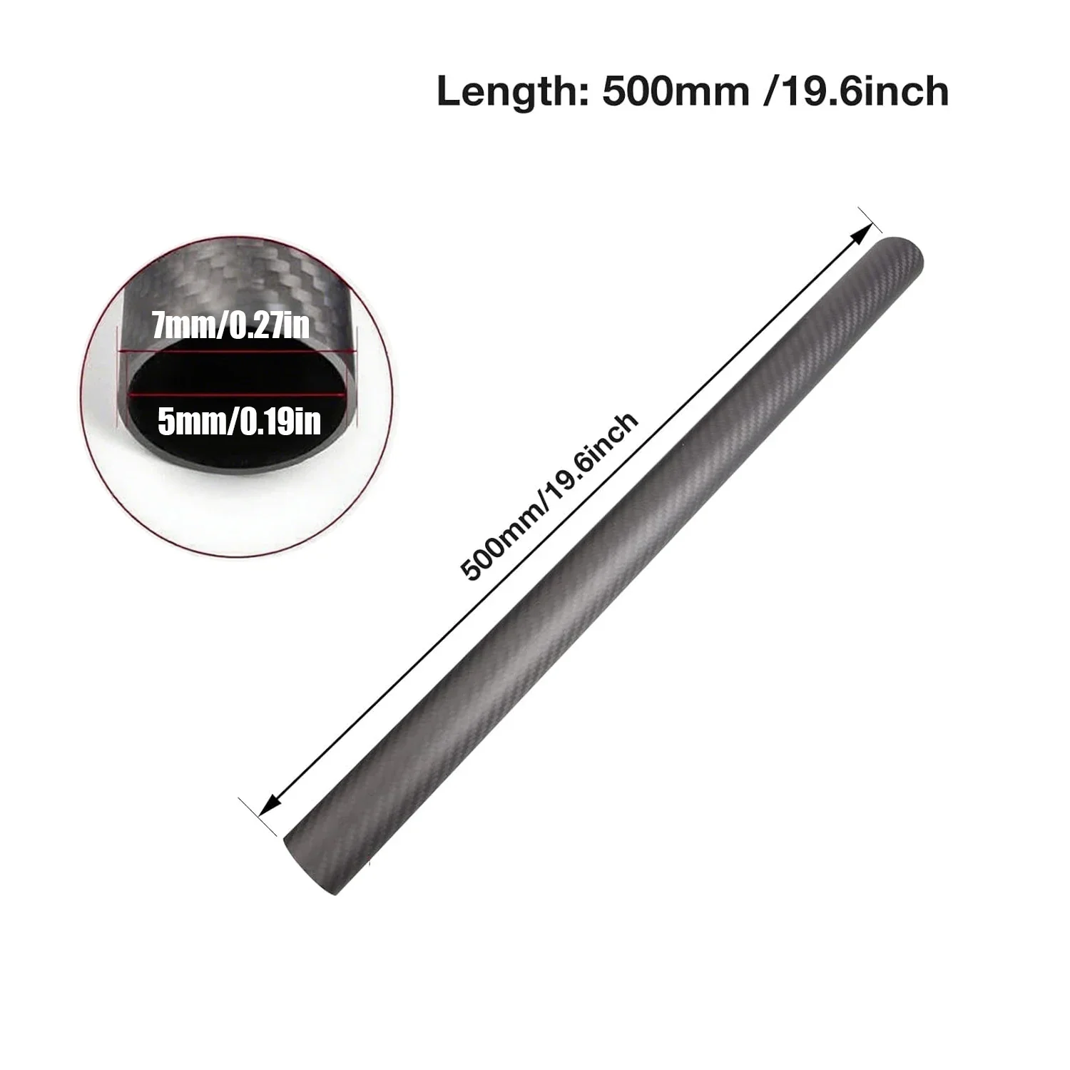 1pcs 250/500mm Length Carbon Fiber Tube OD 5-28mm, ID 3mm-26mm High Hardness Composite Materials For Drone Accessories
