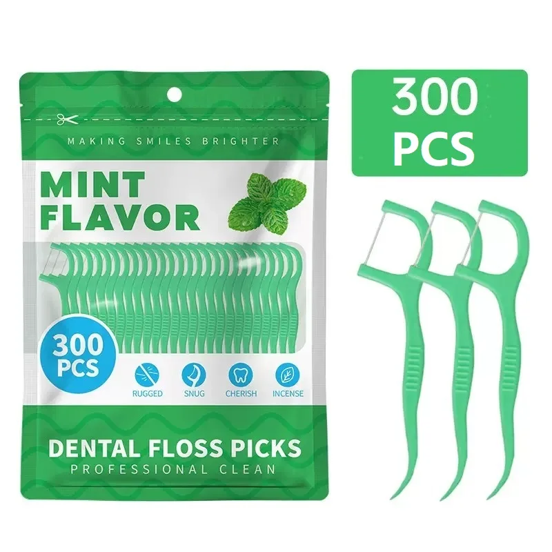 300 قطعة/600 قطعة - خيط تنظيف الأسنان بنكهة النعناع - أداة تنظيف بين الأسنان، تنظيف الأسنان