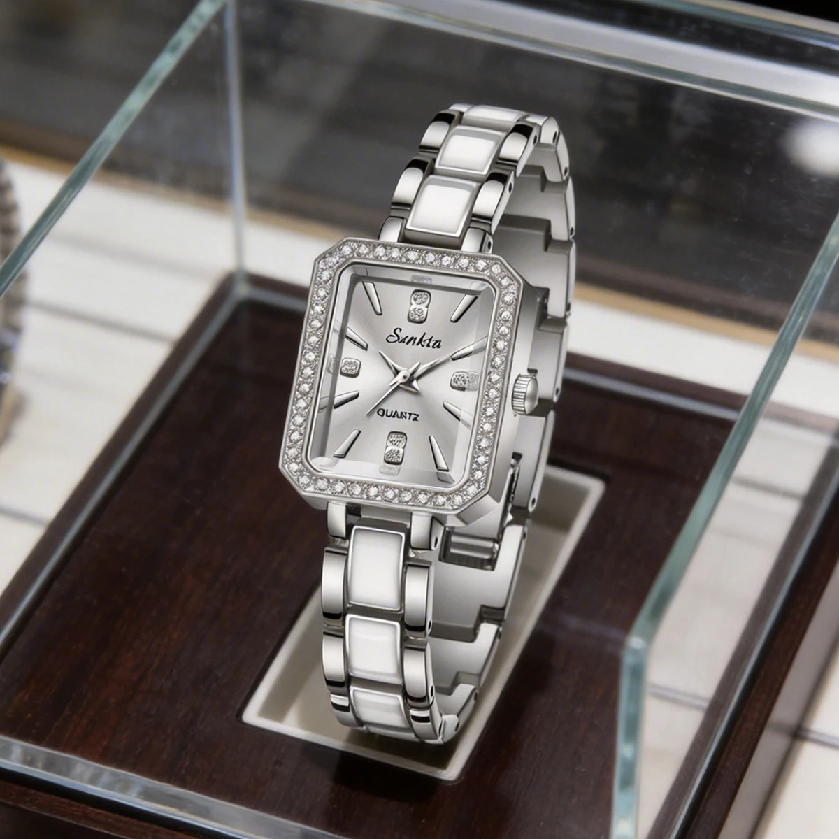 

Женские часы LIGE класса люкс 2025: Новые, простые, квадратные, полностью инкрустированные бриллиантами, цифровые кварцевые часы с золотым браслетом из нержавеющей стали, для женщин, нарядные