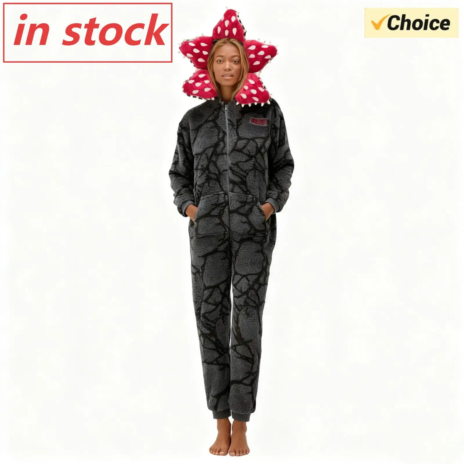 

Hot-selling Flannel Adult Onesie Pajama Set, Featuring Iconic Carnivorous Plant Pattern, Ready-To-Wear Costume For Holiday Par