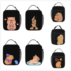 Capybara-Bolsa de almuerzo con dibujos animados para hombre y mujer, bolsa de almacenamiento bento aislada, gruesa, divertida