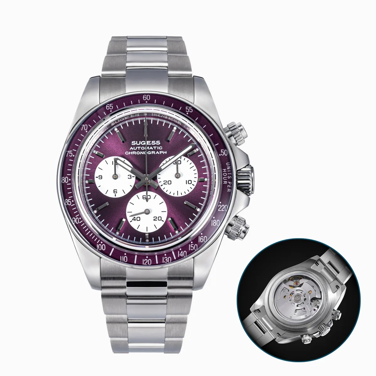 Sugess Chronograaf Horloge van Mens Peacock SL4801 Beweging Automatisch Mechanisch Horloge Waterdicht Saffierkristal Bezel S473
