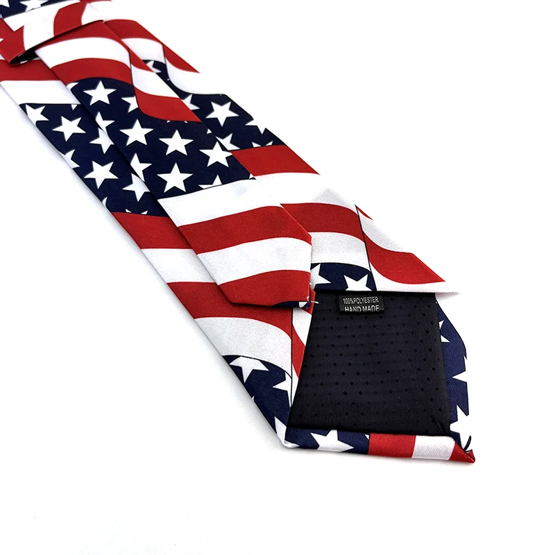Men\'s 3.5-inch Wide Necktie Classical Fashion American/USA Flag Polyester Woven Cravat for Party And Wedding Men\'s Neckwear Gift