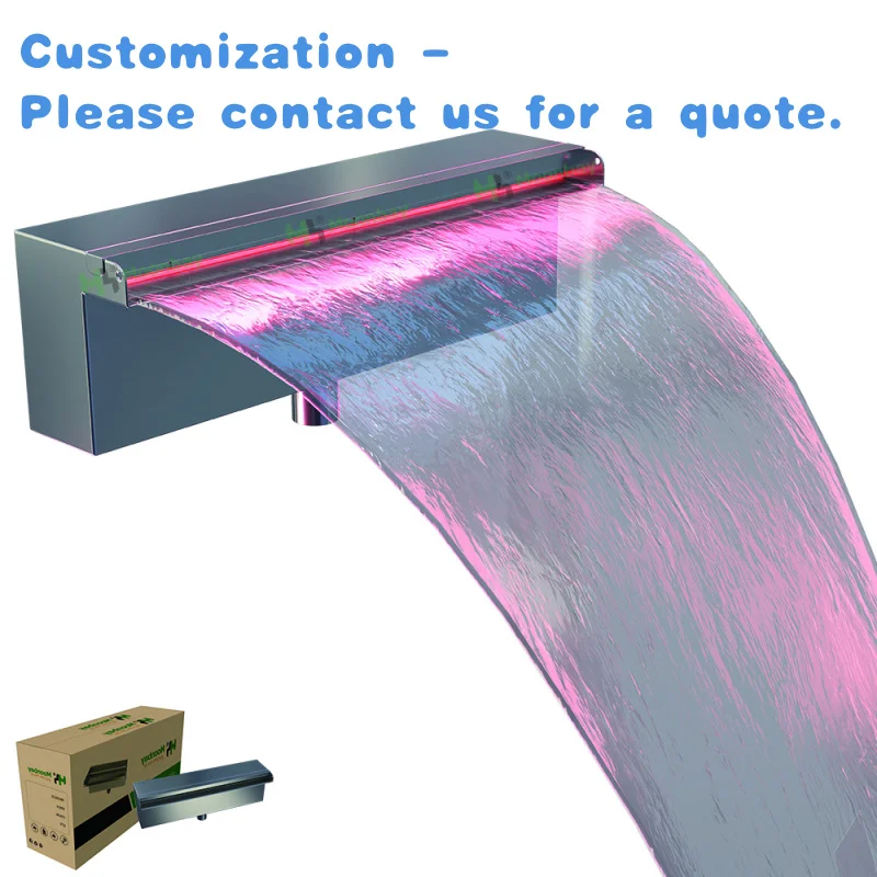 

custom.Modern Design Outdoor Rectangular Swimming Pool Waterfall 40cm Cascade Backyard Garden Wall Waterfall Features Box Pa