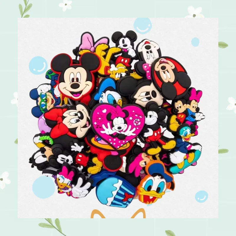 

MINISO Mickey Shoe Charms 10/20/40/80/100pcs Set Random Decorations for Clogs Bogs Bag Bubble Slides Sandals - Bag Charms Access
