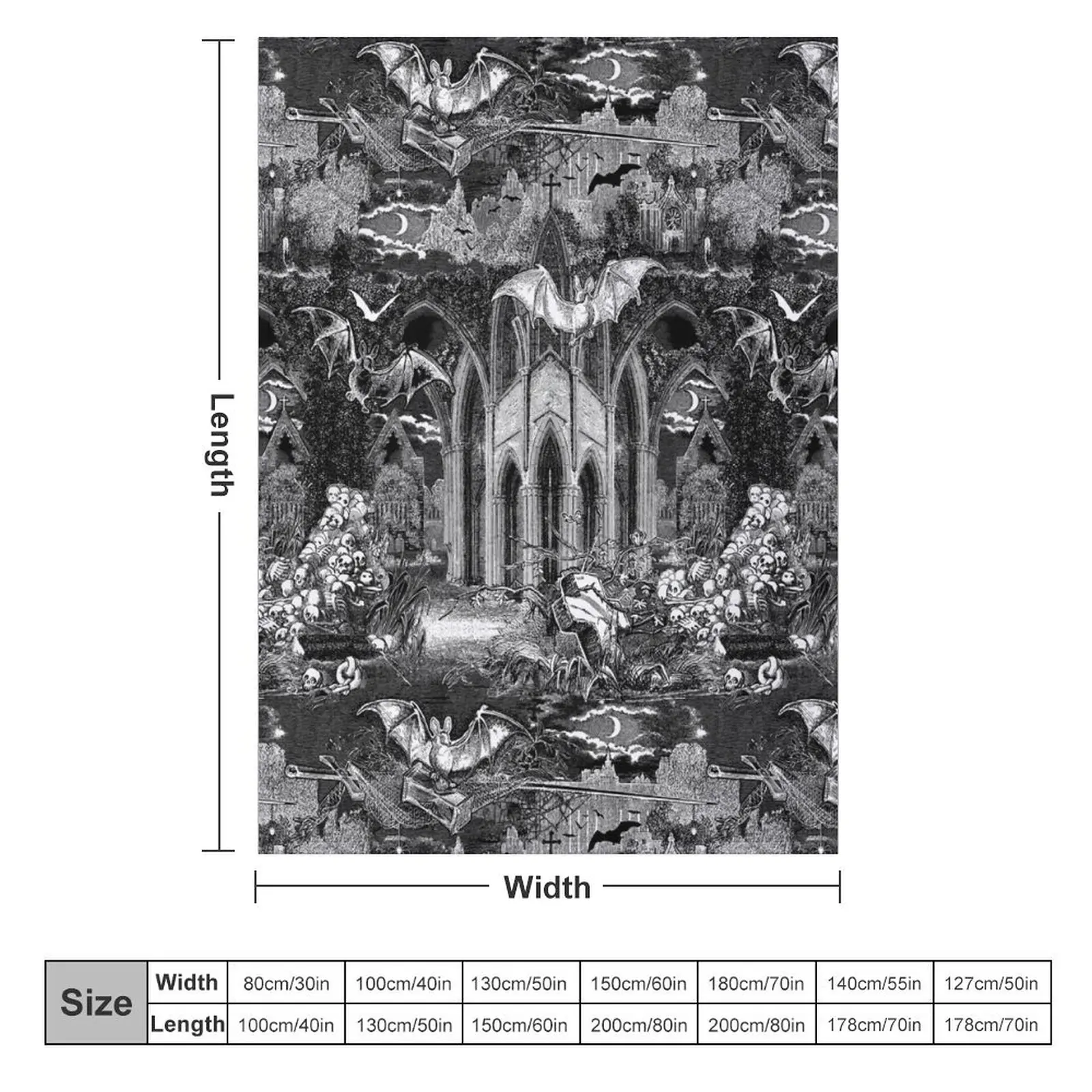 Dark Gothic Vampires Crypt Graves Bats Skulls Pattern by Moose Disco Throw Blanket Baby Softest Blankets