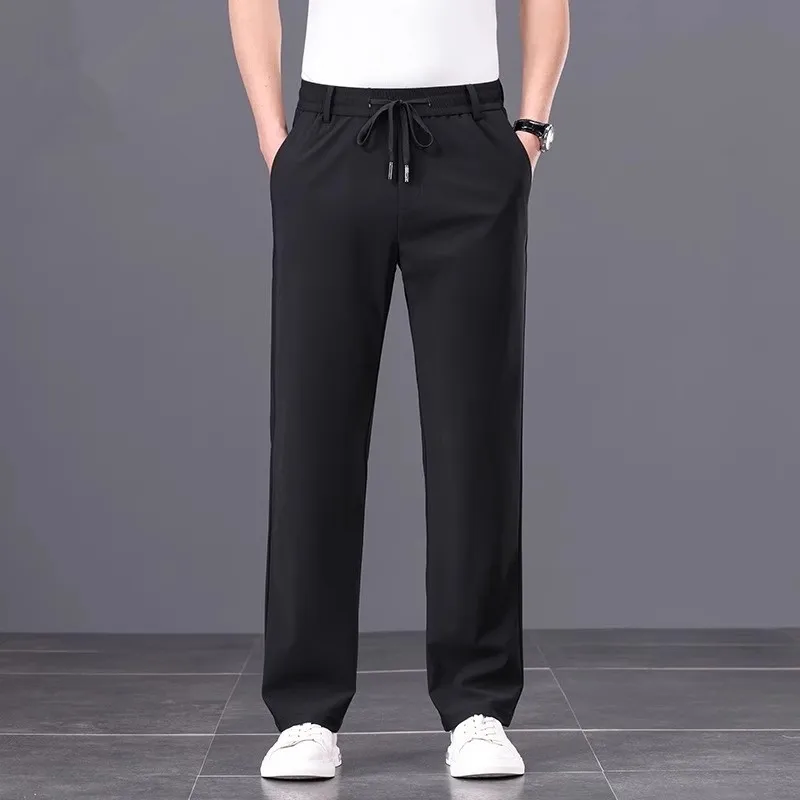 New 2025 Men's Casual Pants Summer Thin Loose Straight Leg Sports Long Pants Outerwear Ice Silk Cool Qui Dry Pants