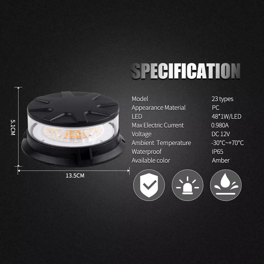High Bright Magnetic Mount Emergency Vehicle Led Strobe Beacon Recovery Tow Wreck Truck Roof Top Magnet Mount Car Strobe Beacon