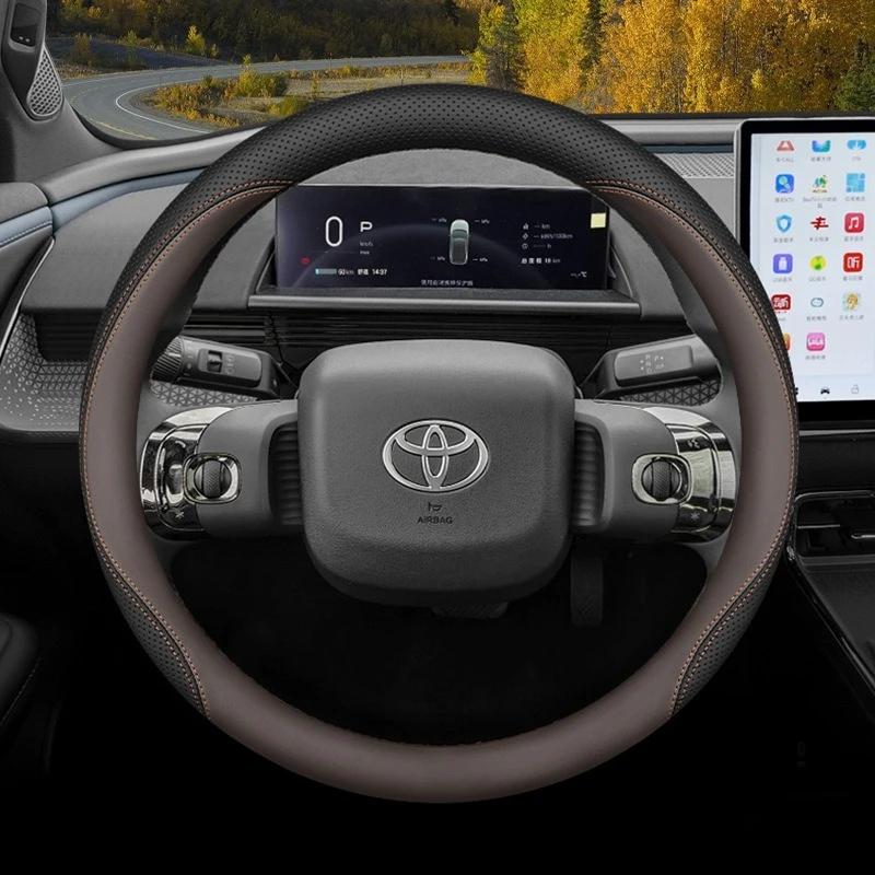 Luxury Car Steering Wheel Cover Nappa Leather For Toyota Corolla Camry RAV4 Highlander Sienna 4Runner Prado C‑HR Accessories
