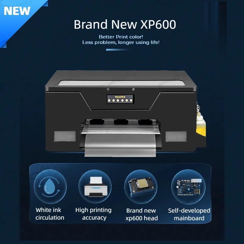 New Black  DTF Printer XP600  13Inch T-Shirt Printing Machine for Cotton  Polyester  Blended Nylon DTF Printer A3