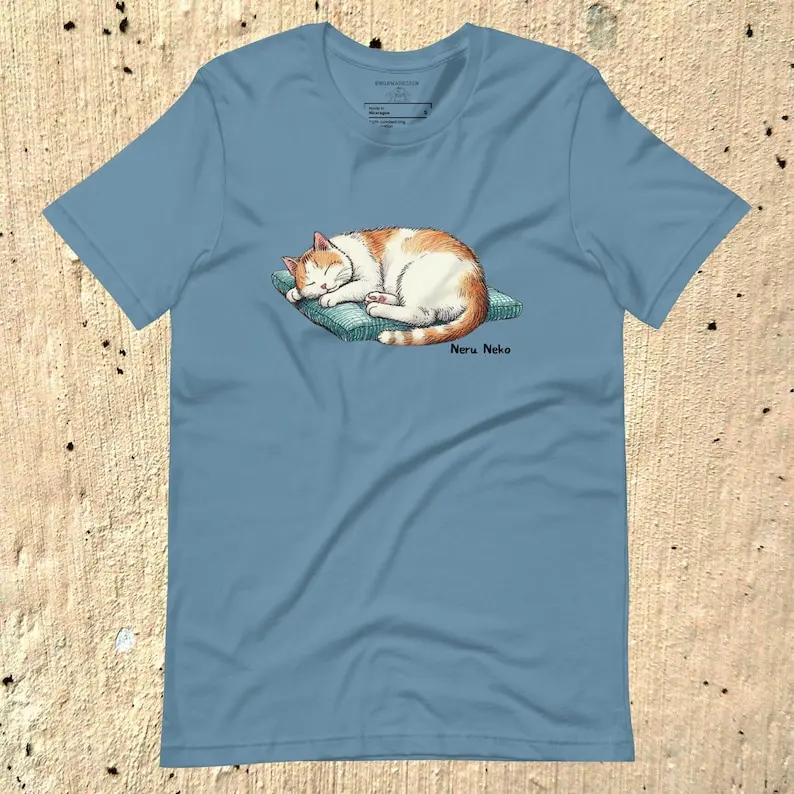 

Japanese Sleeping Neru Cat Tshirt, Cute Japan Neko T-shirt , kawaii neko, manga anime shirt