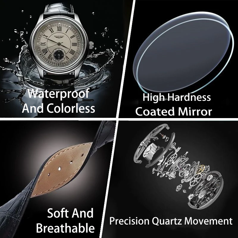 Reloj de pulsera de marca superior para hombre, Reloj de negocios de lujo resistente al agua para hombre, Reloj de cuarzo, Reloj de cuero, bonito, 2025 nuevo