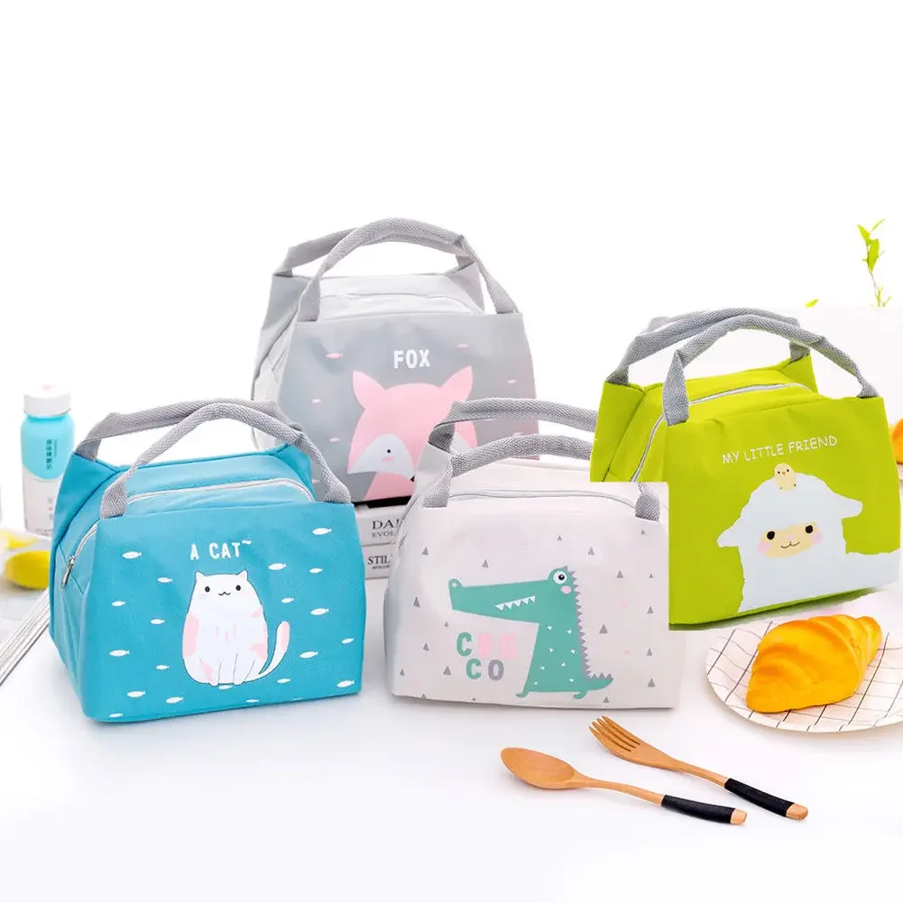 New Lunch Bag Cute Animal Pattern Portable Animal Thermal Insulated Cooler Waterproof Picnic Lunch Box Bag Lunch Bags for Women