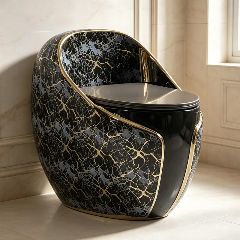 Egg-shaped Gold-plated Toilet Non-fading Siphon Durable Non-leaking Pumping Hotel Household