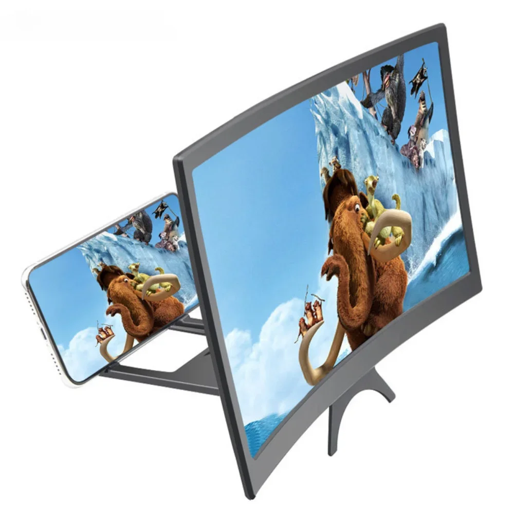 

12 14 Inch 3D HD Curved Screen Phone Screen Magnifier Mobile Phone Amplifier Stand on Desktop Mobile Phone Lazy Bracket