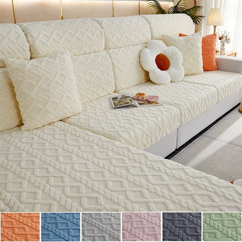 

Winter Thick Plush Sofa Cover All Inclusive Anti Slip Detachable Washable Sofa Cover High Elasticity Furniture Protective Cover