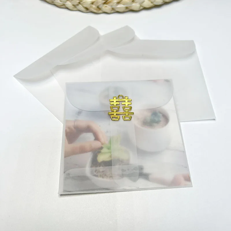 50pcs Mini Blank Translucent Envelope for Jewelry Storage Bag Card Earring Necklace Gift Packaging Bags Wedding Invitation Cards