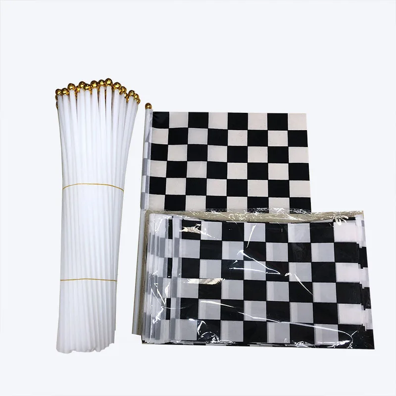 Z-ONE FLAG the flag man waved the flag 14*21cm Black And White Square Hand Flag Racer Waving Racing Flags Car Starting Banners