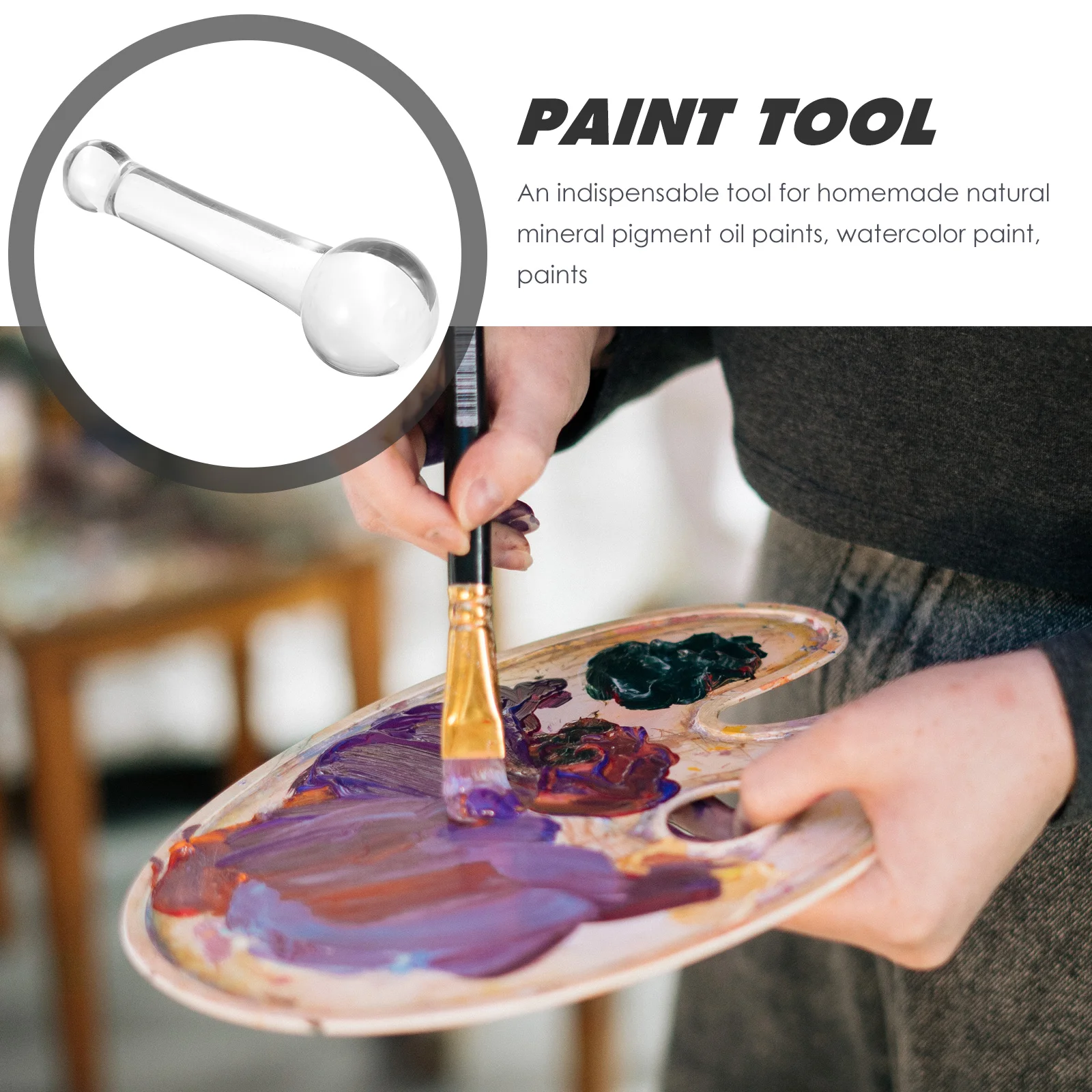 

Grinding Pestle Paint Mortar and Mix Mineral Watercolors Pigment Grinder Making Supplies Glass Tool