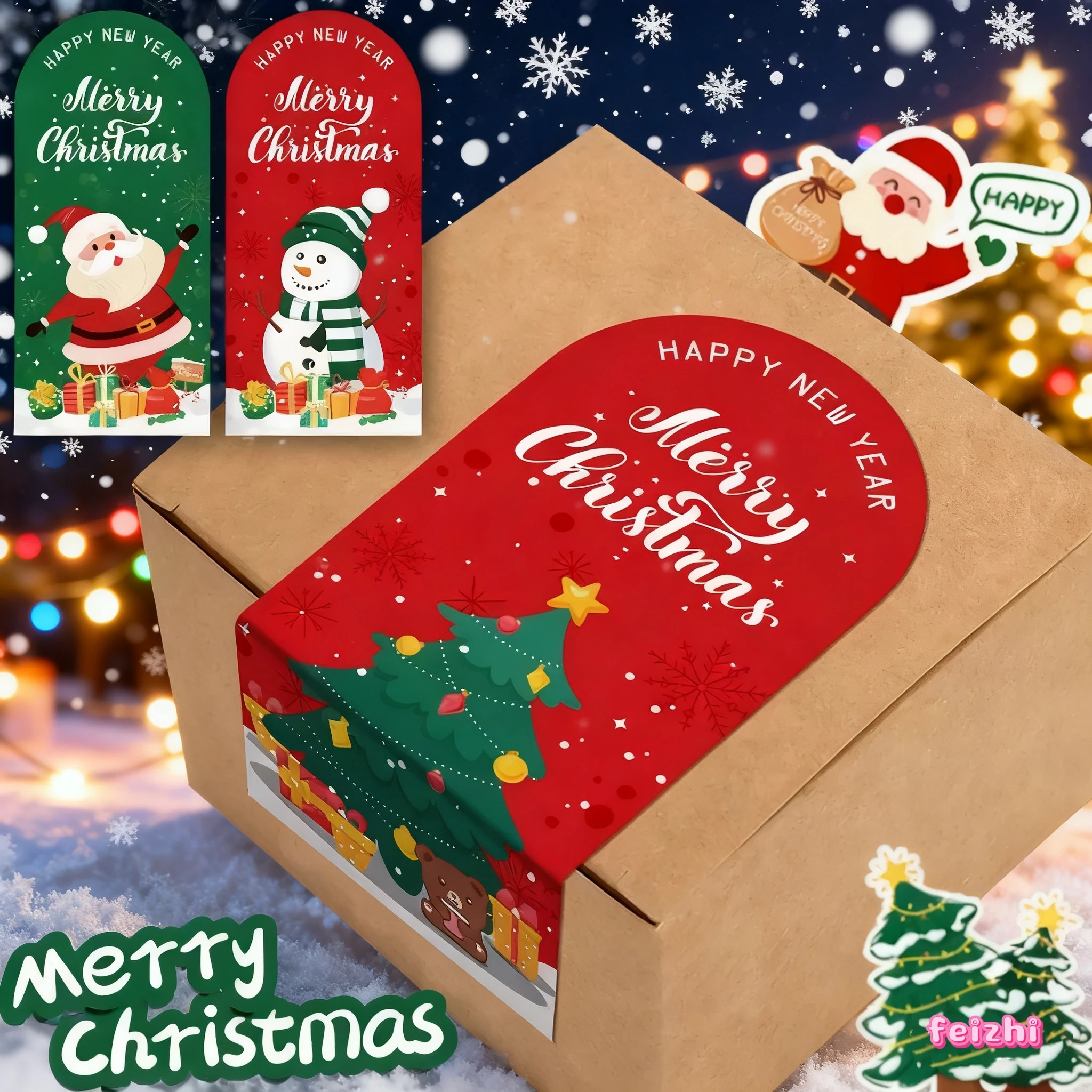 

10/30 шт. рождественские наклейки, праздничные принты снежинок и деревьев, идеально подходят для журналов, подарочной упаковки и поделок своими руками, легко наклеиваемые