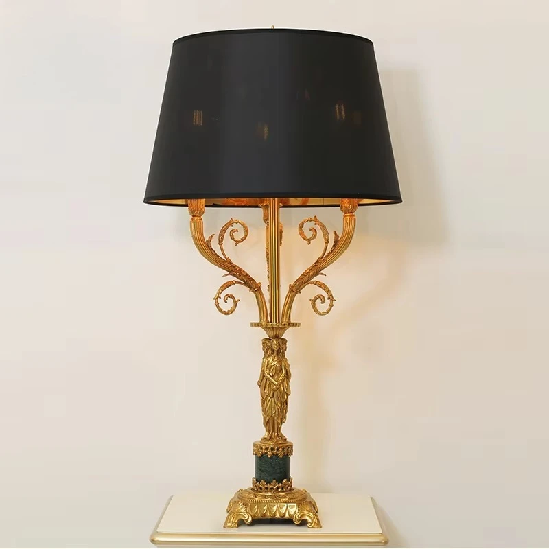 French-style table lamp, antique brass, suitable for living room and bedroom