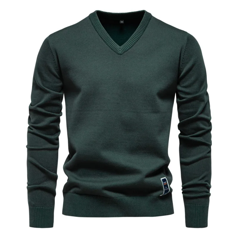 Autumn and Winter New Solid Color SweaterVTrendy Men's Sweater Men's Knitwear