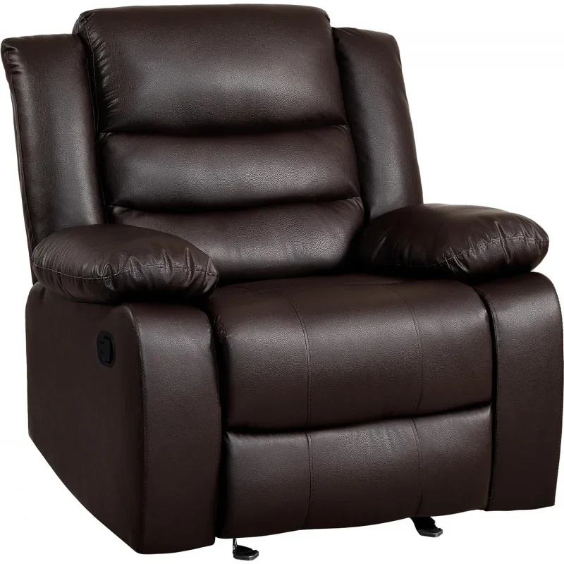 Oversized Rocker Recliner Chair - Comfy Wide Lazy Boy Recliner Chair with Overstuffed Armrest, Faux Leather Manual Reclining Cha