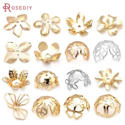 18K Gold Color Brass Flower Beads Caps High Quality Diy Jewelry Making Bracelet Necklace Earrings Accessories for Women