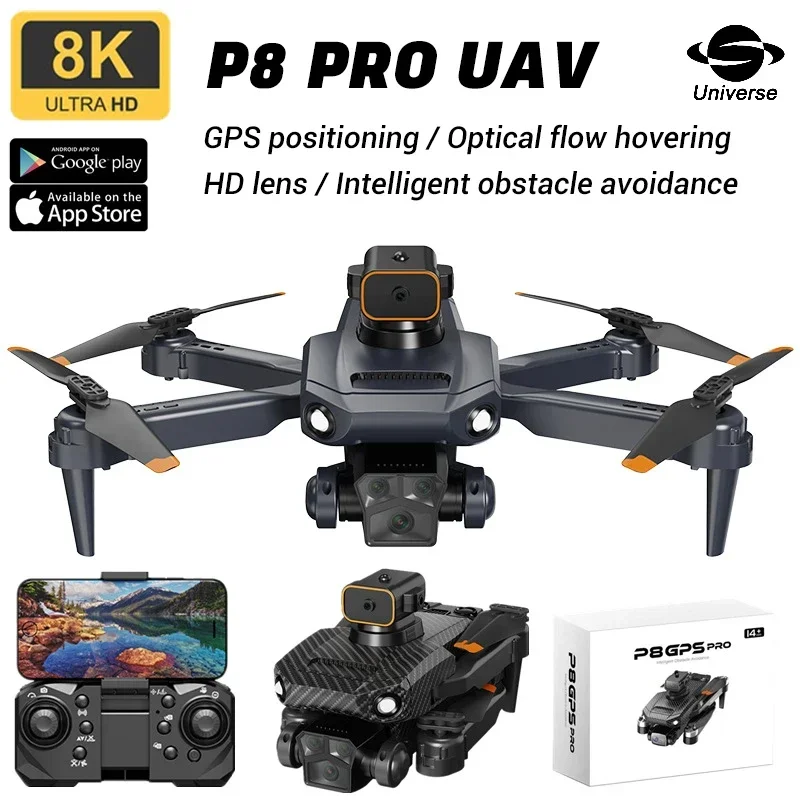 Yeni P8 PRO beş Lens Drone 8k yüksek çözünürlüklü hava fotoğrafçılığı GPS konumlandırma katlanır uzaktan kumanda uçan oyuncak