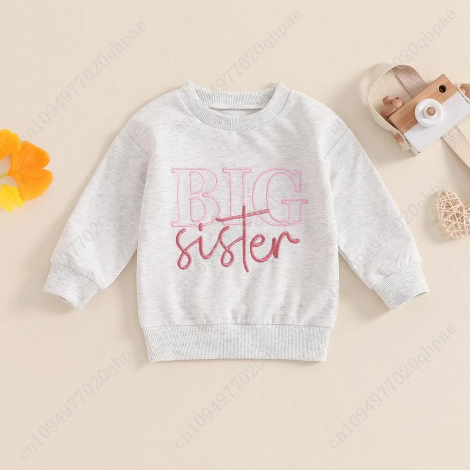 سويت شيرت للأطفال الصغار والبنات والأولاد، ملابس متطابقة مع الأخت والأخ، بلوفرات مطرزة بحروف، سويت شيرت برقبة دائرية، ملابس خريفية