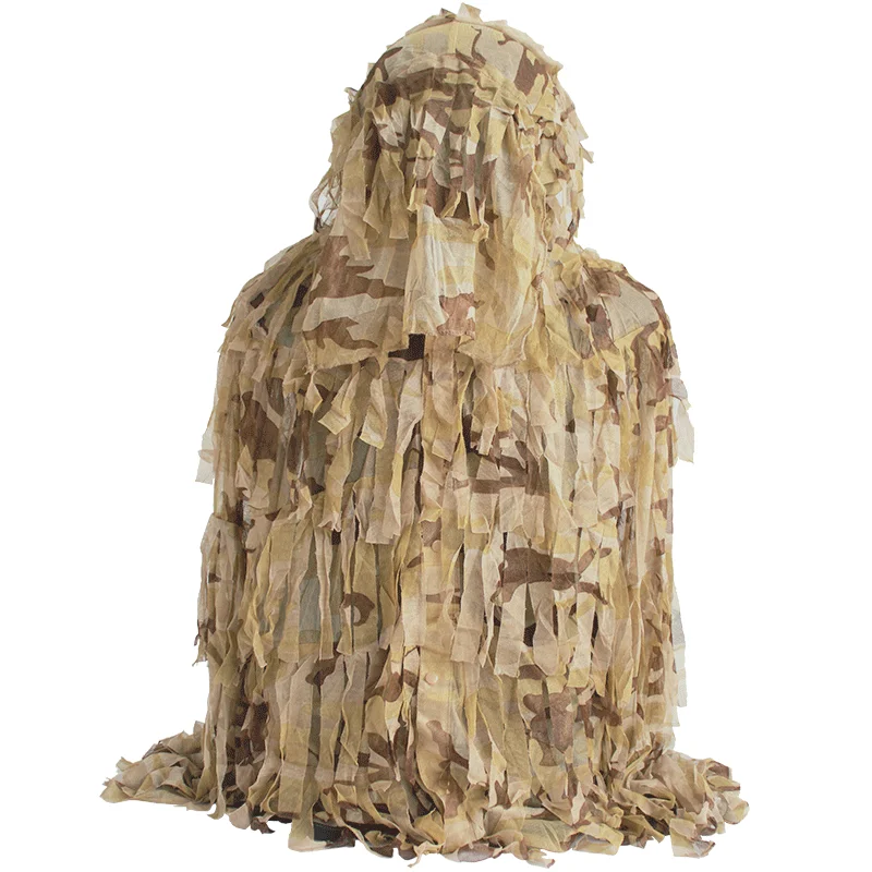 3D kombinezon polowania na pustynię Camo Yowie strój Ghillie Airsoft w ciemno odzież myśliwska zestawy na zewnątrz kurtka z kapturem