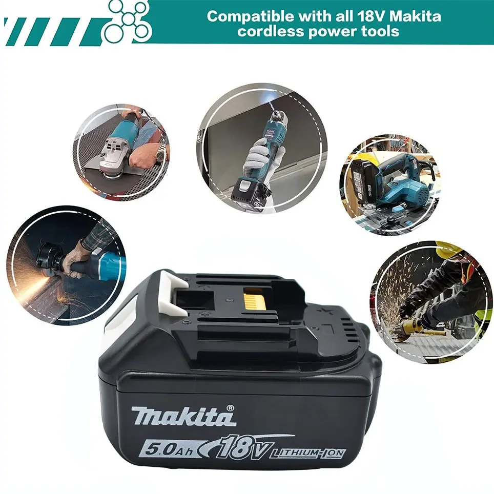 Makita Original 18V Makita 5000mAh Lithium ion Rechargeable Battery 18v drill Replacement Batteries BL1850 BL1860 BL1830 BL1860B