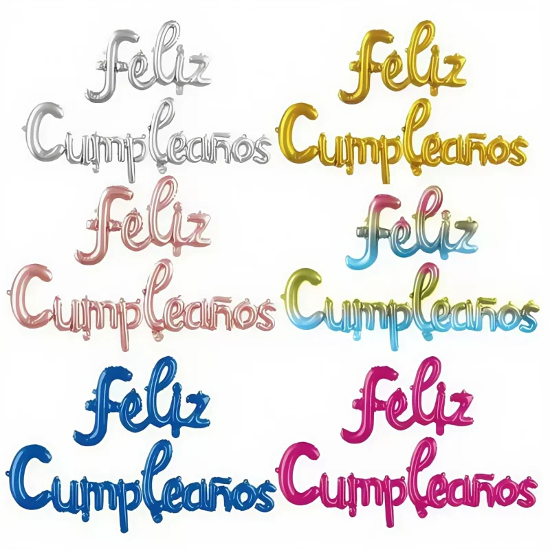 Juego de globos de aluminio de feliz cumpleaños español de 16 pulgadas, decoración de cumpleaños, globo de Feliz Cumpleaños, decoración para la habitación del hogar, regalo de cumpleaños