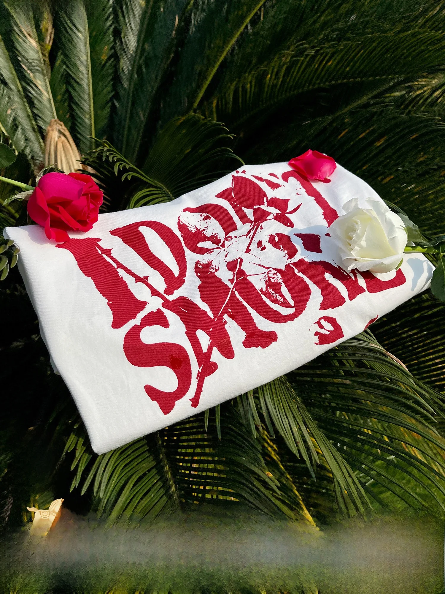 

Done La Vie En Rose Romantic American Sle Couple Loose Fit ort Sve T-irt Rose Print Casual Comfortable Cotton Tee