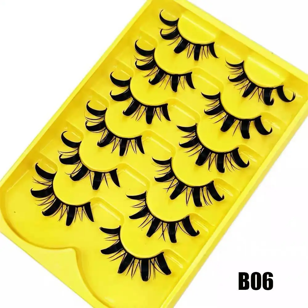 6ペアの繊細でふわふわしたつけまつげ、太くて長いドラマチックな3Dフェイクミンクまつげ、手作りのソフトバンドタイまつげ