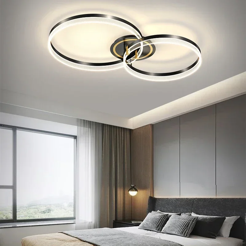 Imagem -03 - Moderno Led Luzes de Teto Cabeça Anel Lustre para Sala Estar Jantar Quarto Lâmpadas Acrílico Luxo Decoração Casa Luminária