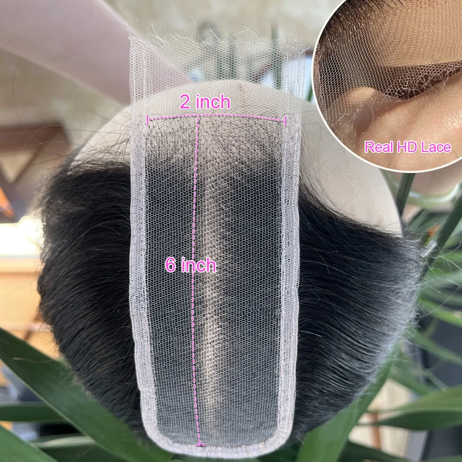 

Venice Real HD Lace Closure Only Single Knots 2x6 HD Lace Closure Mini Knot Прямые человеческие волосы Объемная волна Глубокая часть ByeBye Knots