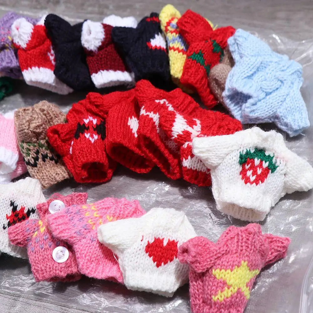 Vêtements de poupée en peluche Style de noël, pull blanc/rouge/vert, vêtements de poupée mignons BJD 10cm Mini pour poupée Bjd de 16cm/17cm