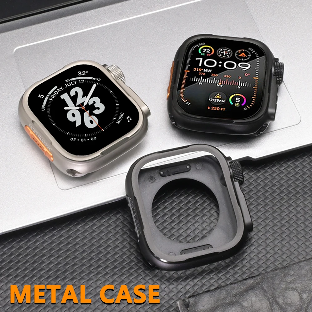 

Металлический корпус для часов Apple Watch Ultra 3 2 1 49 мм 46 мм 45 мм 44 мм Защитный чехол из сплава для iwatch Series 11 10 9 8 7 6 5 SE3