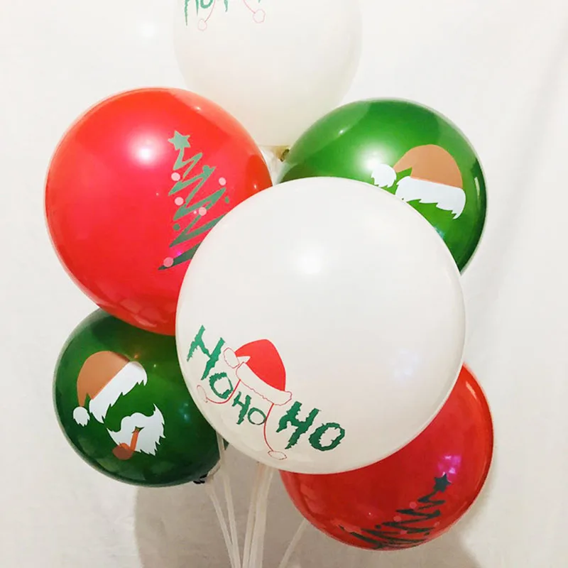 

20pcs/30pcs 10inch Christmas Tree Balloons Green Red White Ballon Christmas Decorations For Home Snow Santa Claus Print Balons