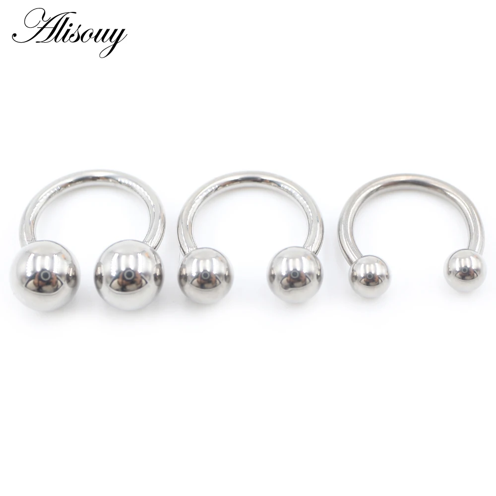 Alisouy 1PC Titanium Ball Internally Threaded Horseshoe Nose Ring Tragus Septum Helix Cartilage Earring Body Piercing Jewelry