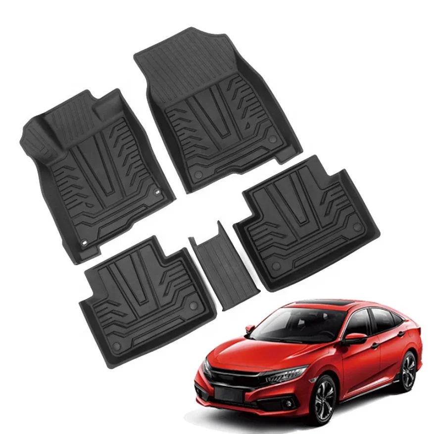 3D TPE Rubber Waterproof All Weather Car Floor Mats For Honda Civic 2016 2017 2018 2019 2020 2021 Foot Carpets Cushions Ottomans