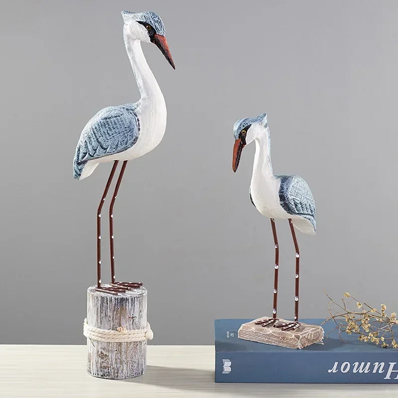 Wood Sea Bird Statue Home Decor Children's Room Model Room Animal Figurines Home Decoration Table Decorations