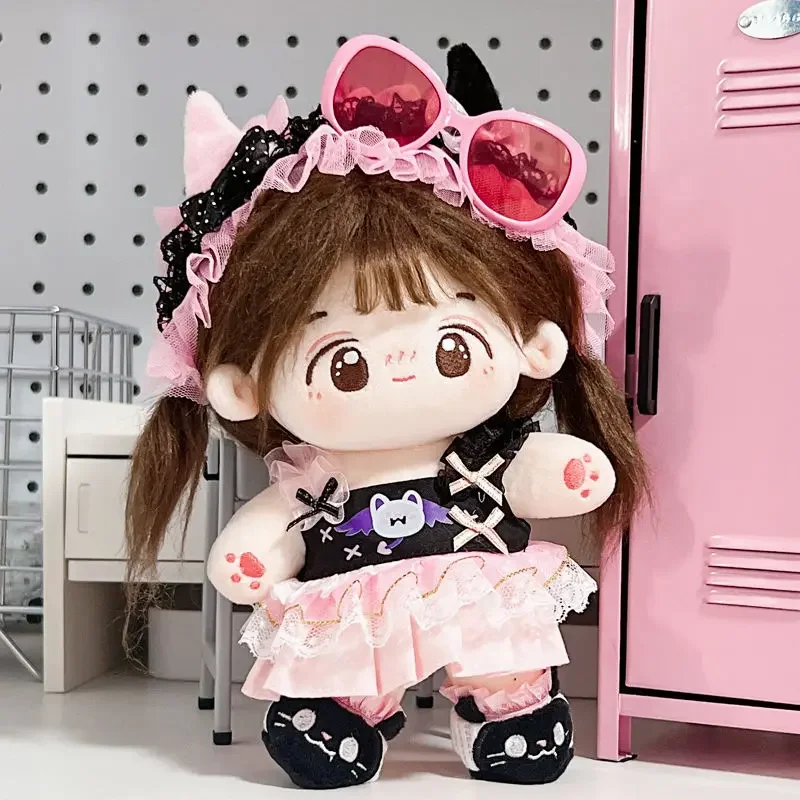 20cm baby clothes cute sweet cool skirt meow demon skirt hair band shoes dress up doll cotton doll