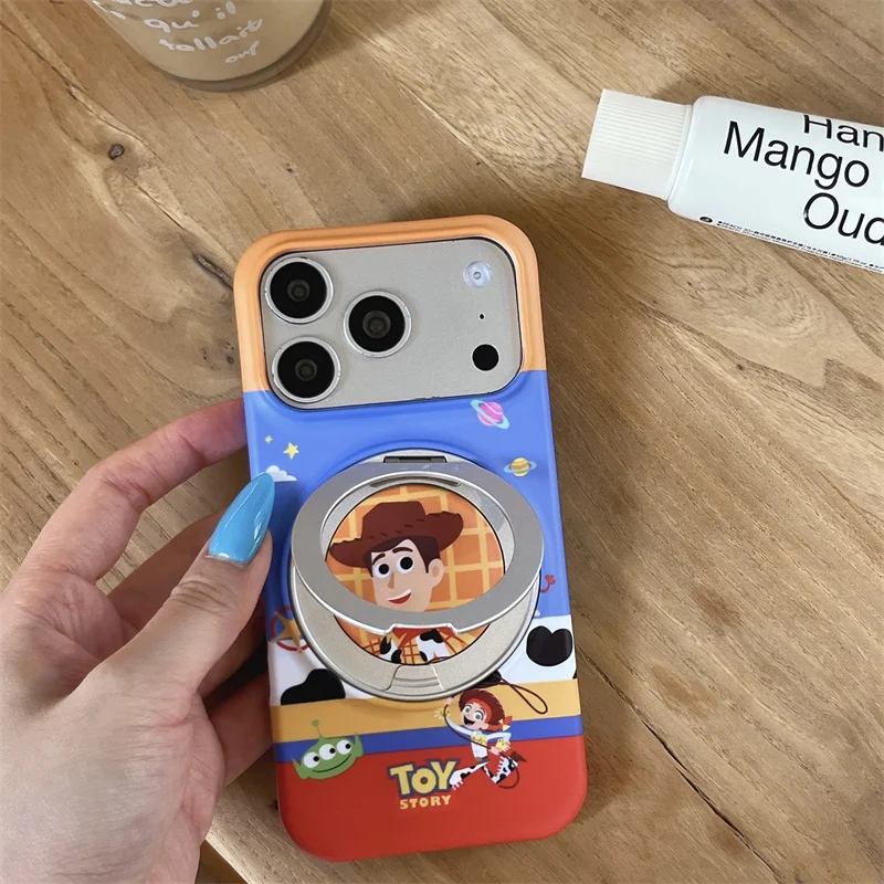 Toy Cartoon Phone Case For iPhone 15 16 17 ProMax Cute Astronaut Ring Stand Cover For MagSafe Shockproof Bumper Capa Case